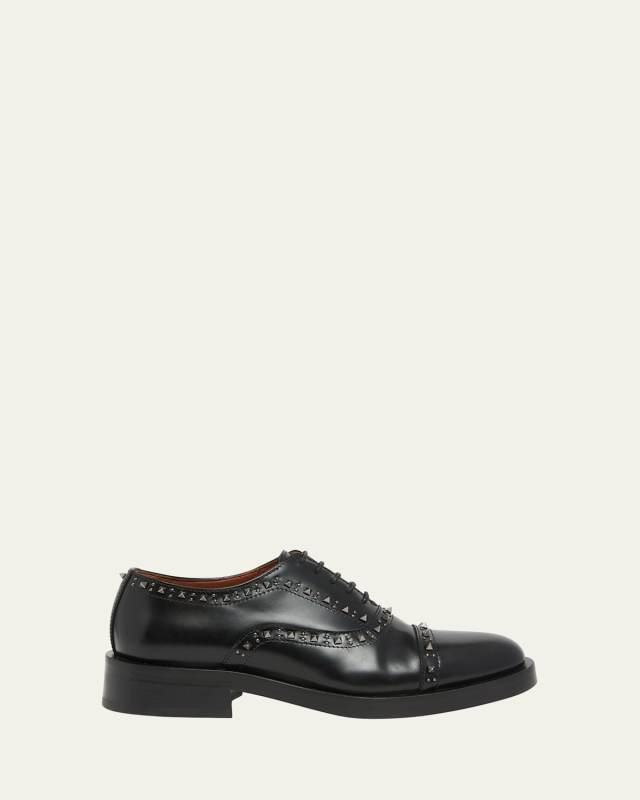 Leather Stud Derby Loafers