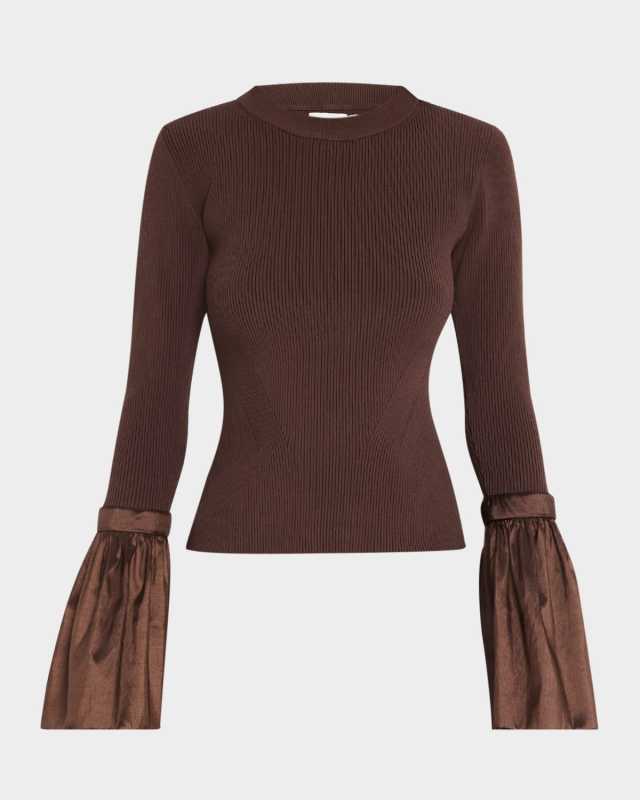 Agata Flared-Sleeve Fitted Knit Top