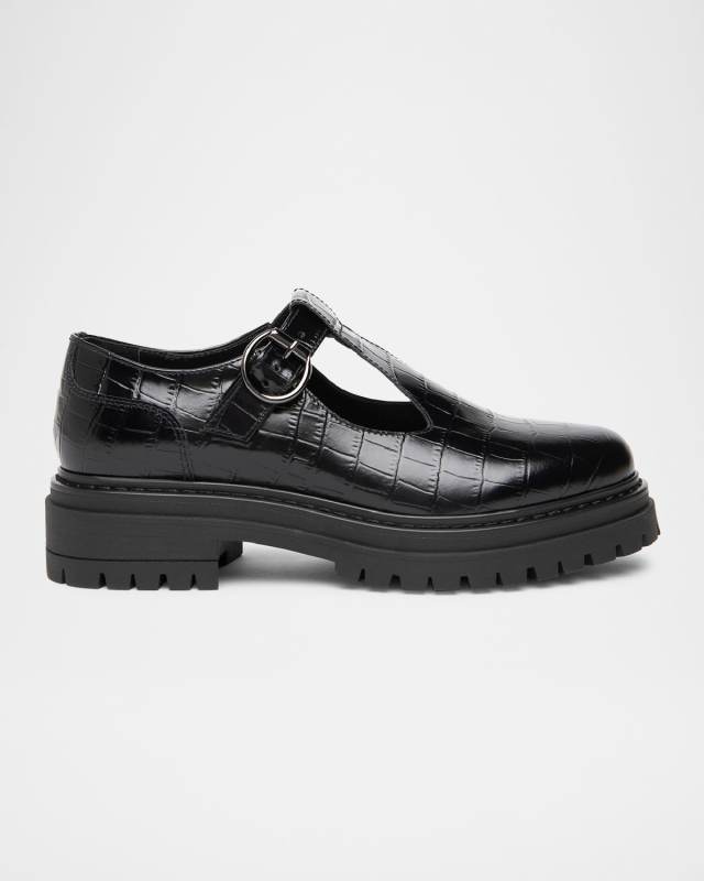Croco Mary Jane Chunky Loafers