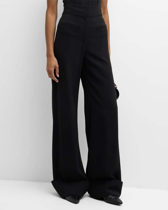 High-Rise Welt Pocket Wide-Leg Trousers