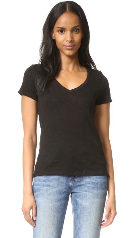 ATM Anthony Thomas Melillo Schoolboy V Neck Tee Black