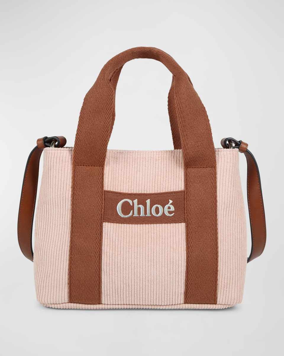 Girl's Corduroy Logo Top Handle Bag