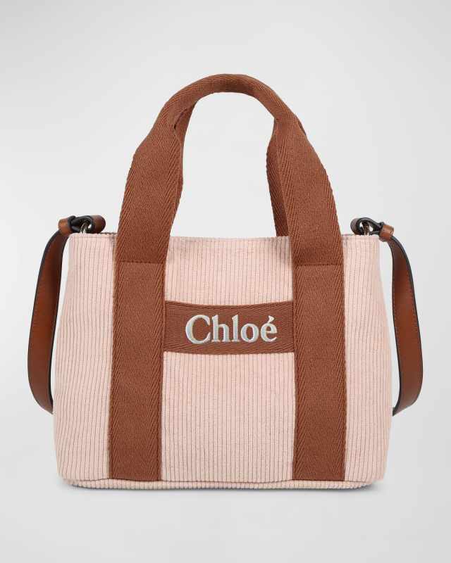 Girl's Corduroy Logo Top Handle Bag