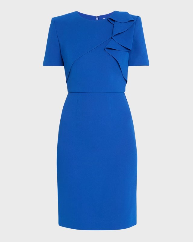 Heavy Cady Midi Dress with Ruffle Detail
