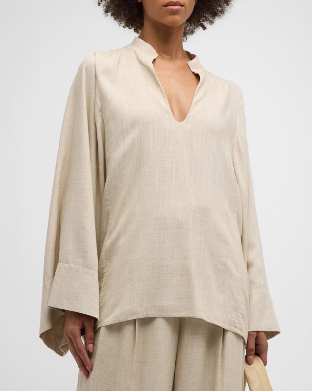 Lomaria Linen-Blend Blouse