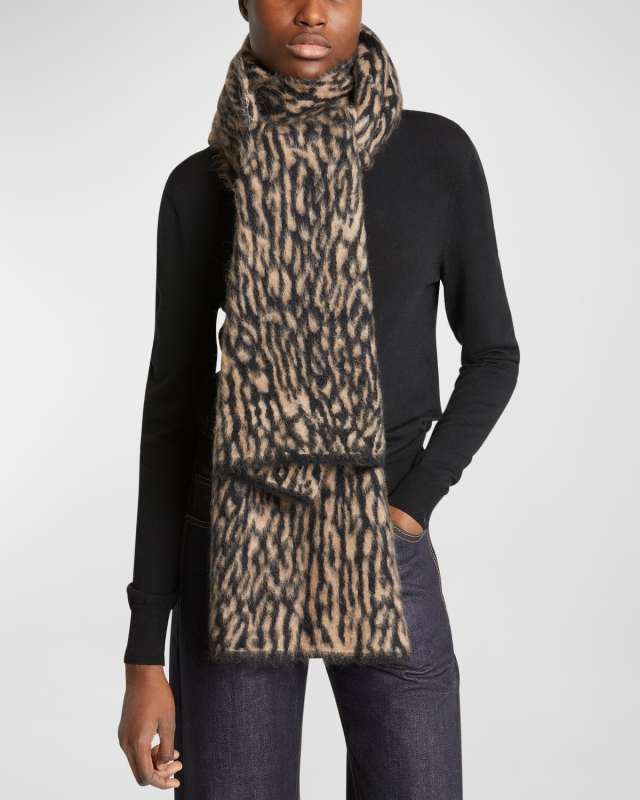 Leopard Mohair and Wool Scarf