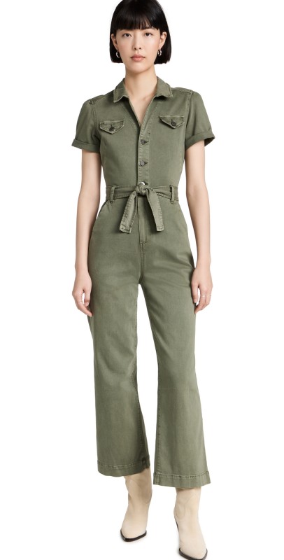 PAIGE Short Sleeve Anessa Jumpsuit Vintage Ivy Green