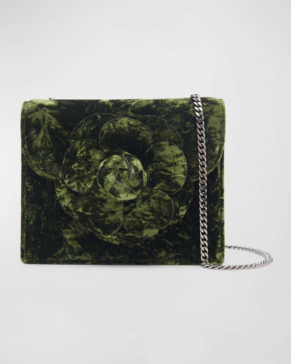 Mini Flower Velvet Chain Crossbody Bag