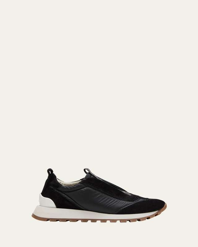 Suede Laceless Runner Sneakers