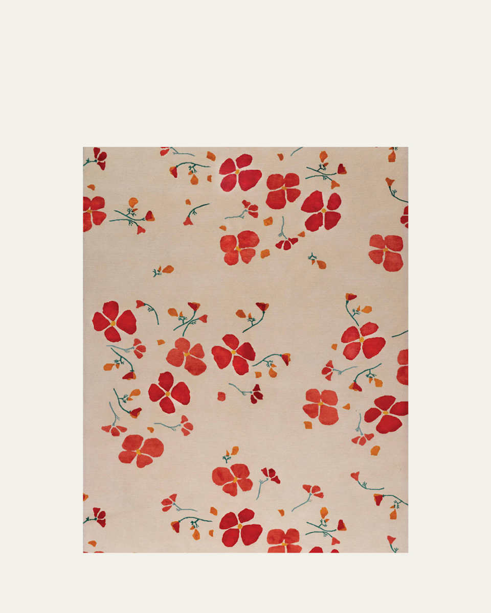 California Poppy Hand-Knotted Rug, 8' x 10'