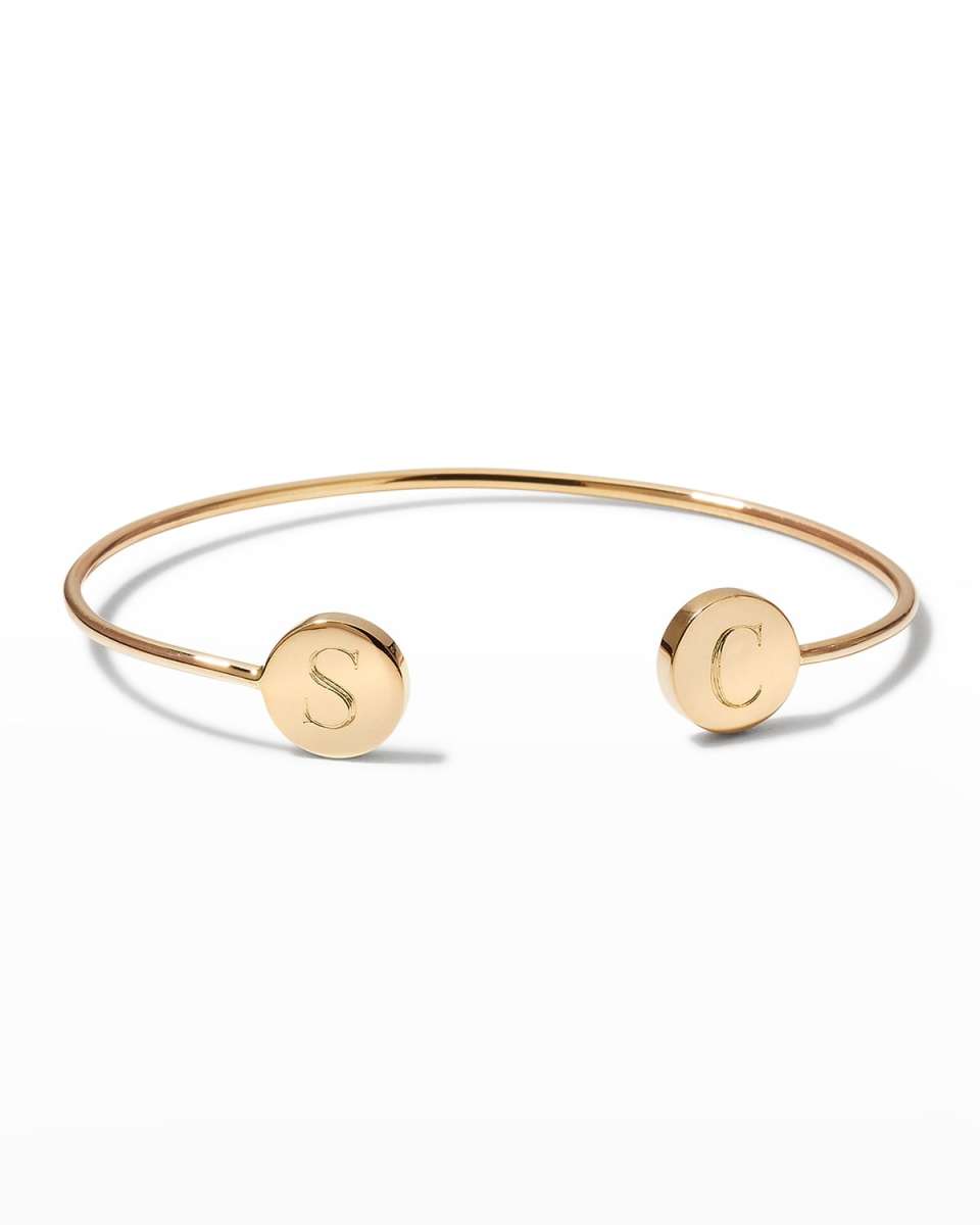 Elle 14K Gold Double Initial Bangle