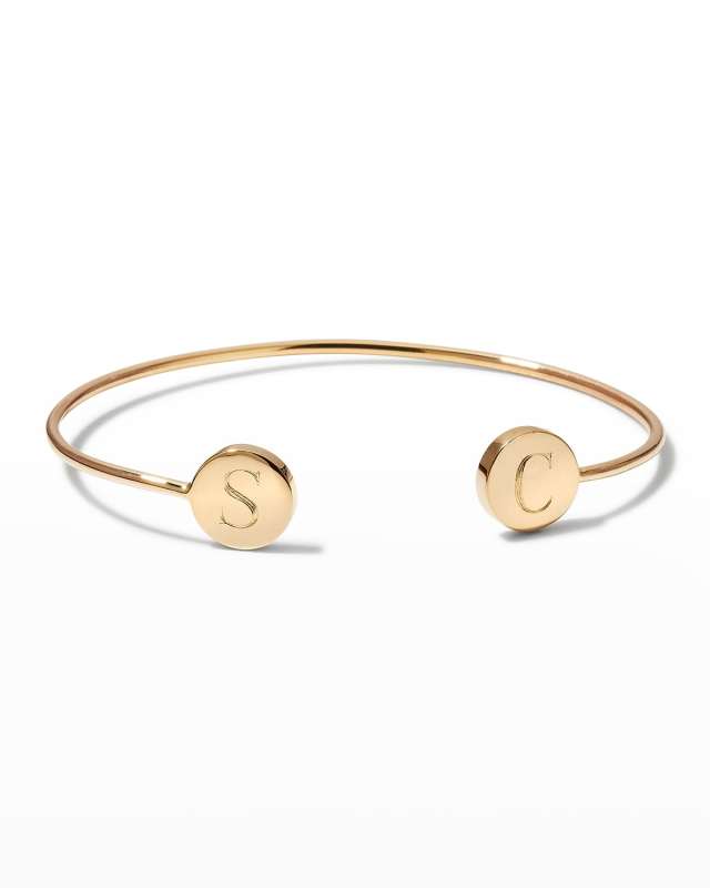 Elle 14K Gold Double Initial Bangle