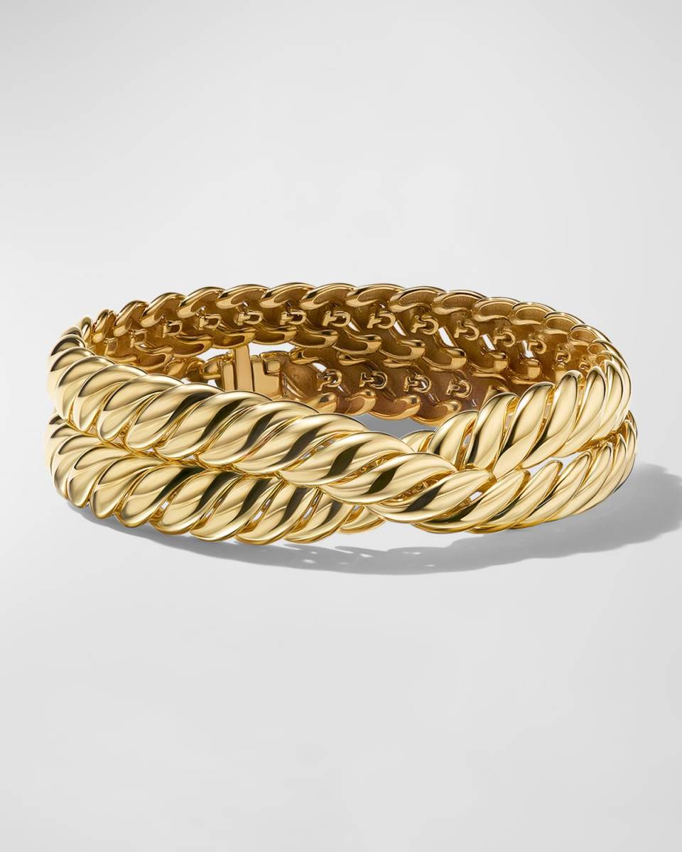 8.5mm Sculpted Cable 2-Wrap Bracelet in 18K Gol