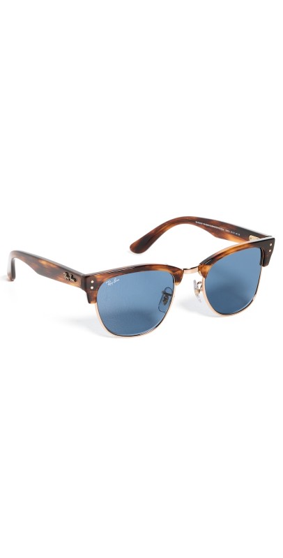 Ray-Ban Clubmaster Reverse Sunglasses Striped Havana On Rosegold