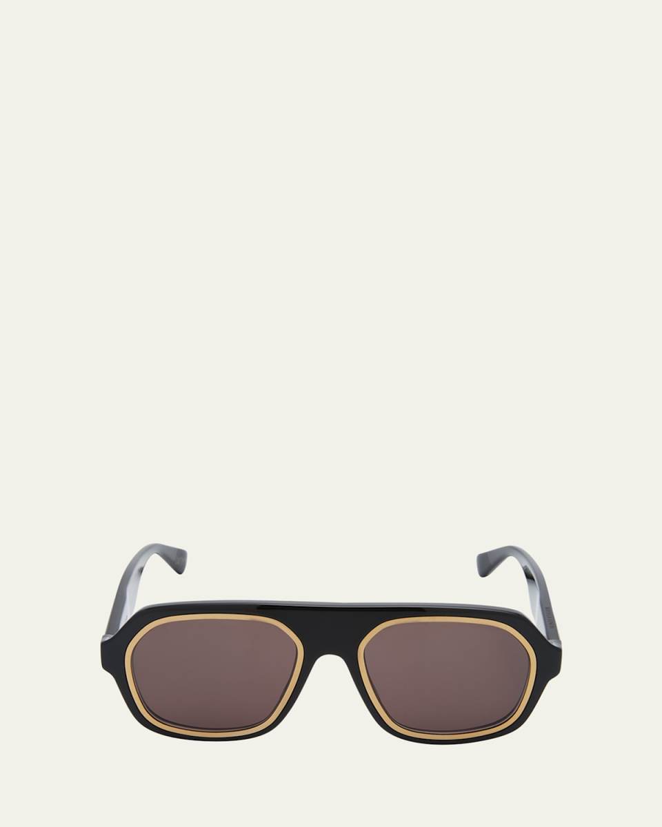 Two-Tone Acetate Aviator Sunglasses