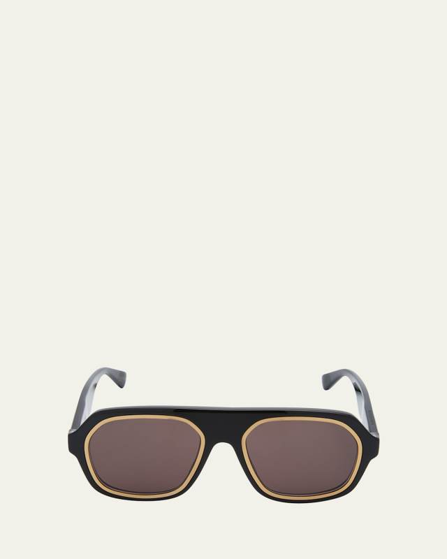 Two-Tone Acetate Aviator Sunglasses