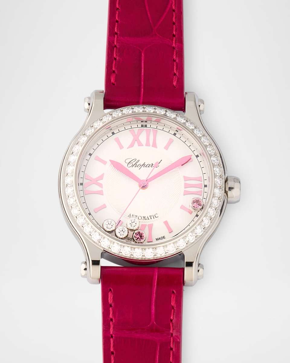 Limited Edition Happy Sport 33mm Pink Tourmaline and Diamond Watch