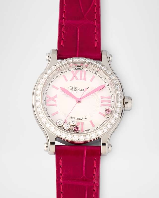 Limited Edition Happy Sport 33mm Pink Tourmaline and Diamond Watch