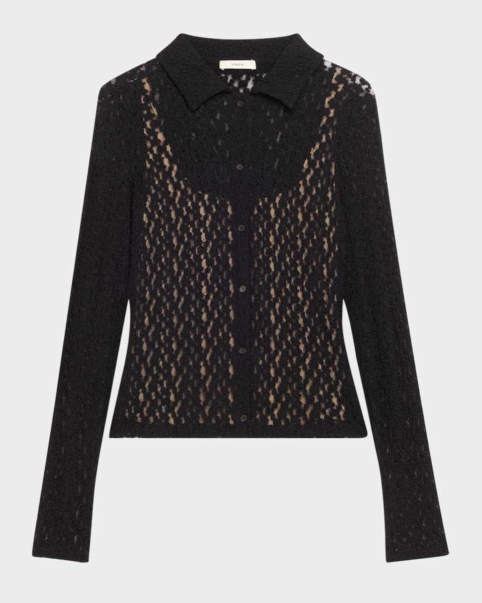 Floral Smocked Long-Sleeve Button-Front Top