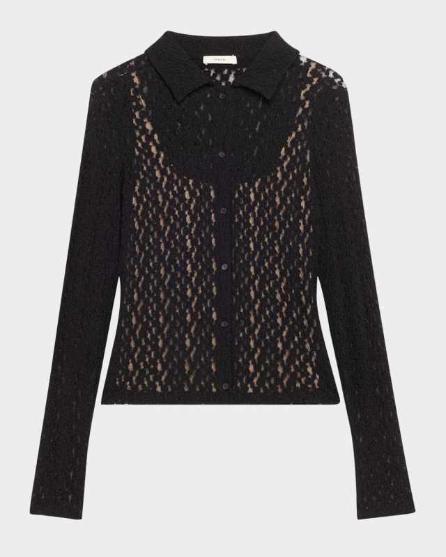 Floral Smocked Long-Sleeve Button-Front Top