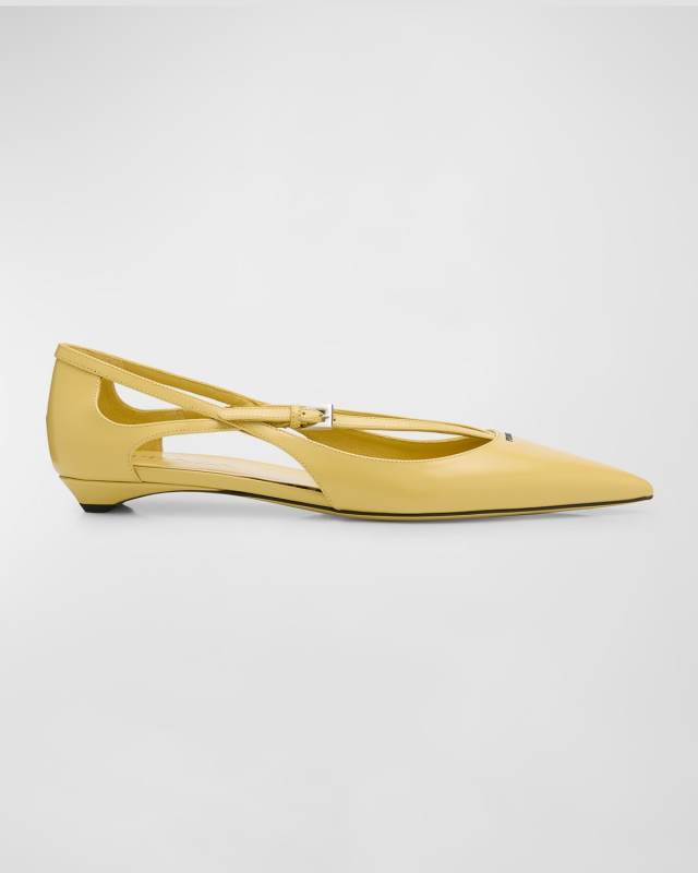 Leather Crisscross Buckle Ballerina Flats