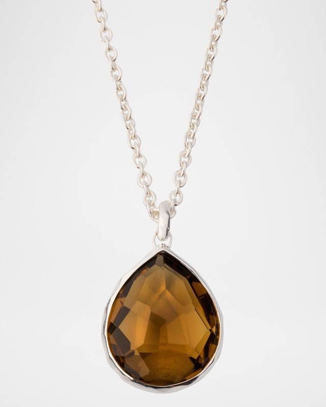 Rock Candy Mini Cognac Citrine Teardrop Pendant Necklace in Sterling Silver