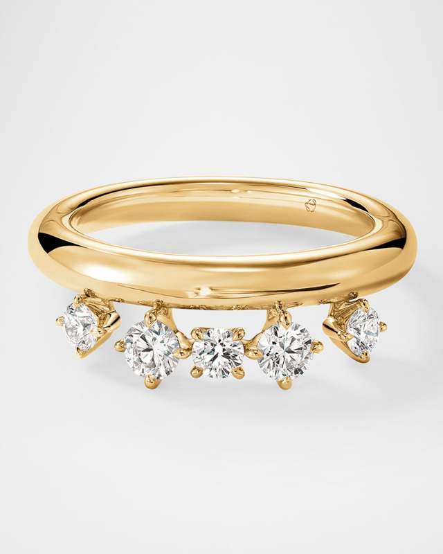 18K Yellow Gold Barre Floating Diamond Ring