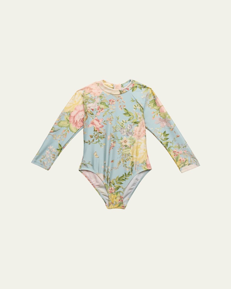 Girl's Waverly Floral-Print Swimsuit, Size 2-10