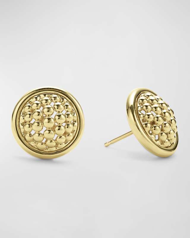 Covet 18k Yellow Gold Cavier Stud Earrings