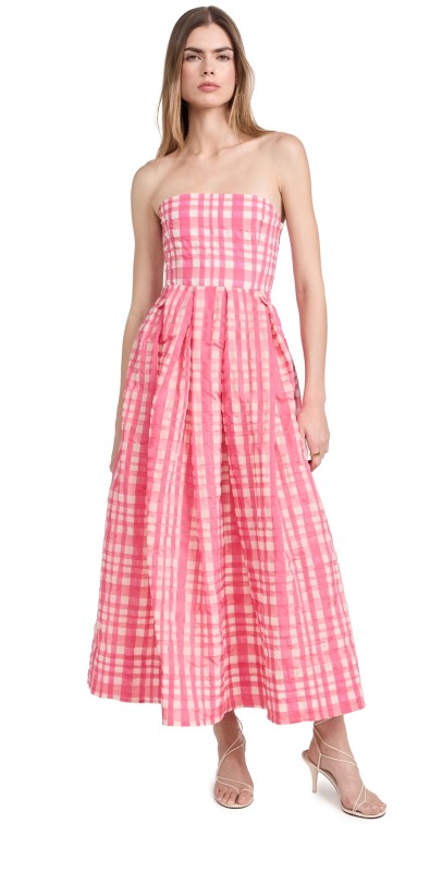 Rosie Assoulin Oh Oh Livia's Dress Pink Plaid