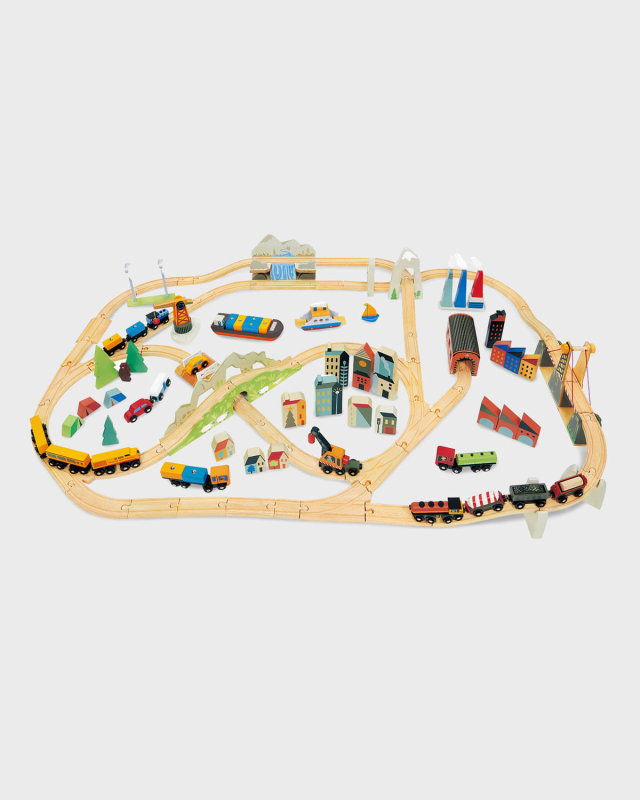 Mountain View 58-Piece Wooden Train Set