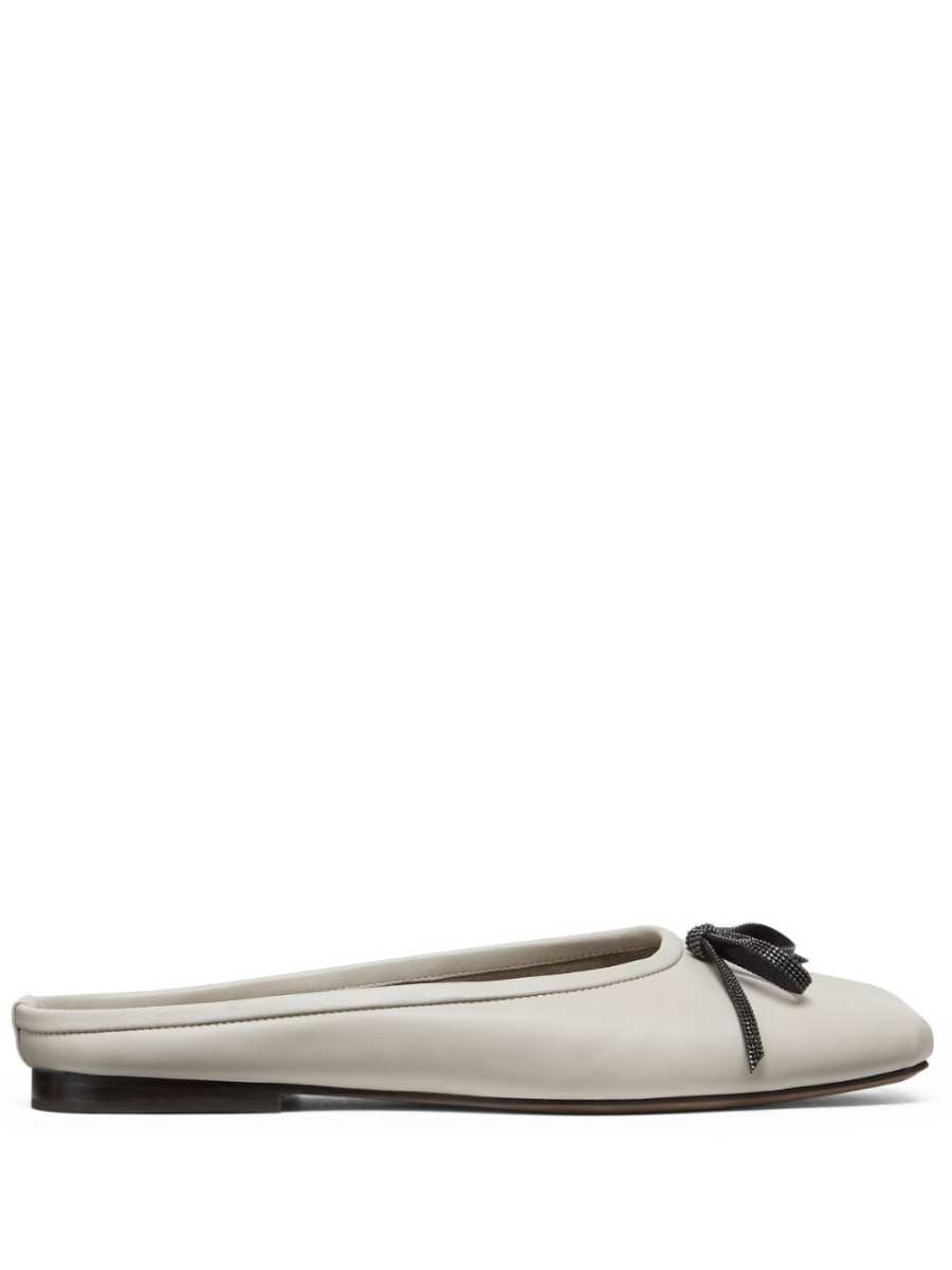 Monili-bow leather mules