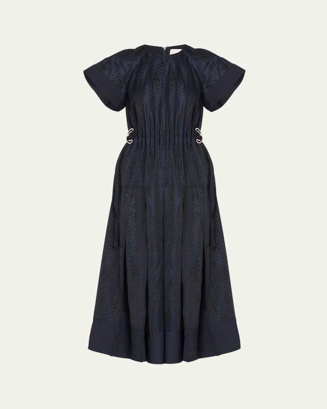 Overprint Short-Sleeve Jacquard Dress