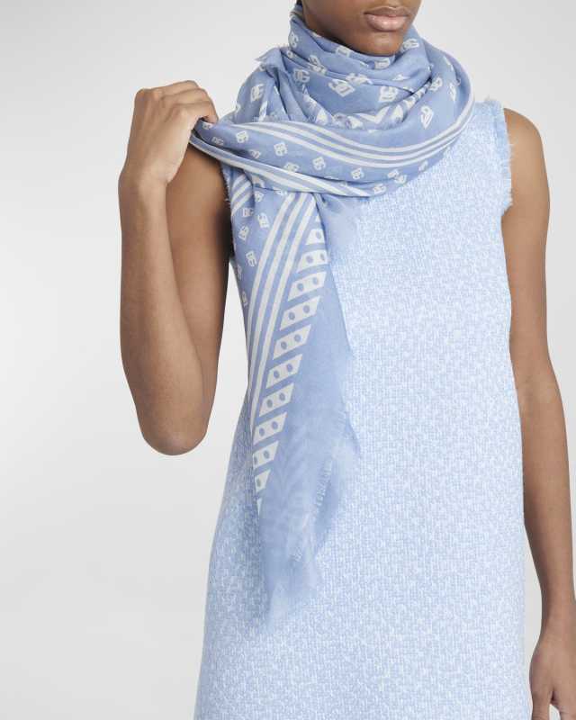 All-Over DG Print Silk & Cashmere Shawl