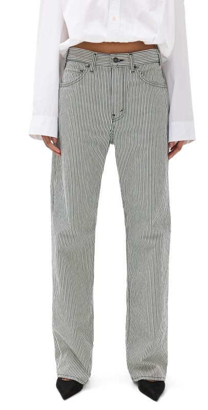 Nili Lotan Mitchell Jeans White/Indigo Hickory Stripe