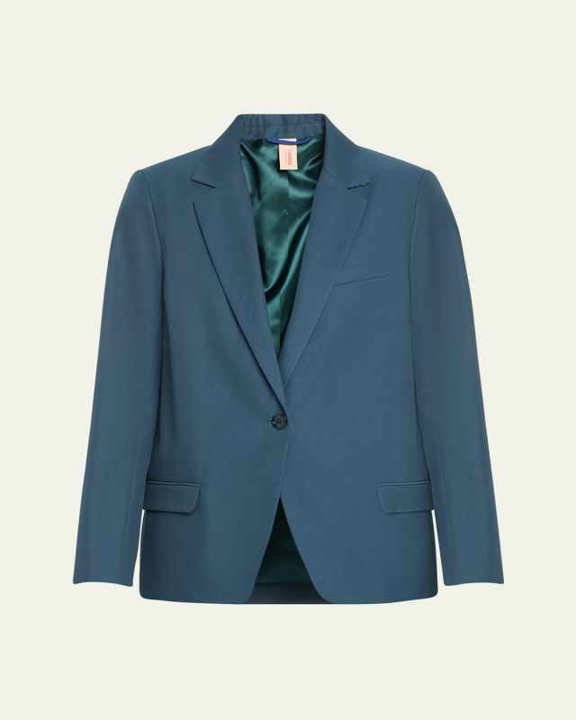 One-Button Cotton Blazer