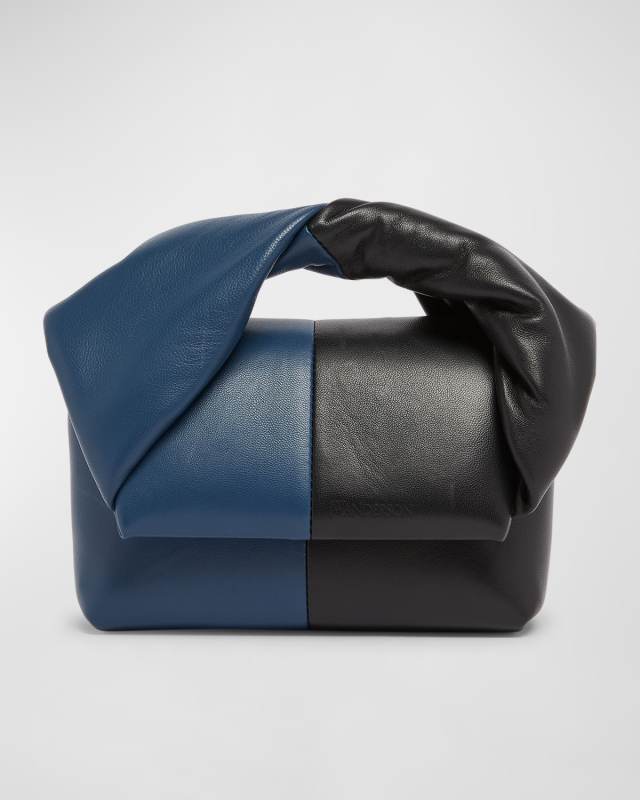 Small Twister Two-Tone Leather Top Handle Bag