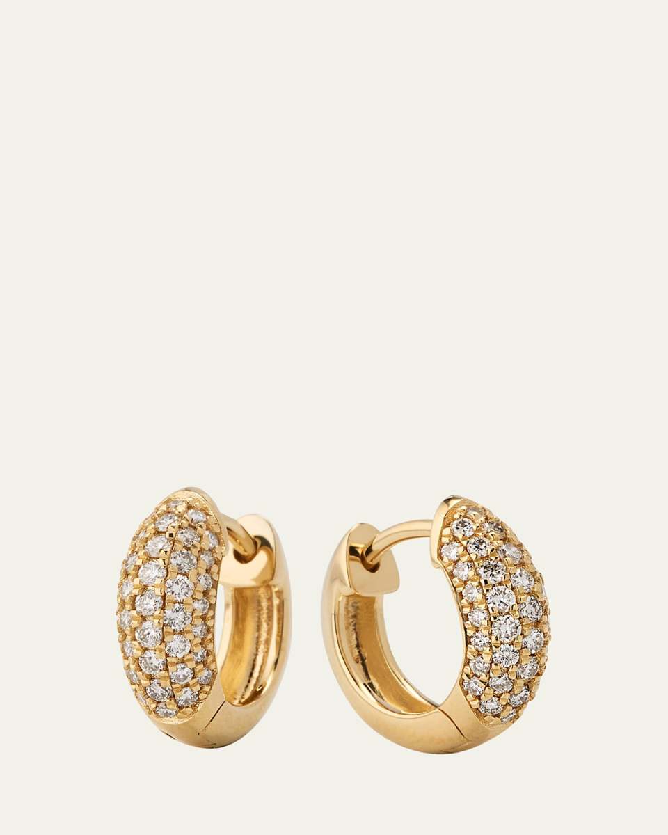 14k Puffy Diamond Huggie Hoop Earrings