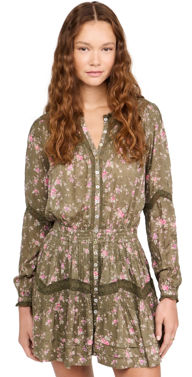LoveShackFancy Calia Dress Bancha Green