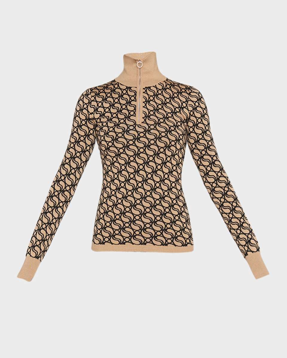Wave Knit Henley Sweater