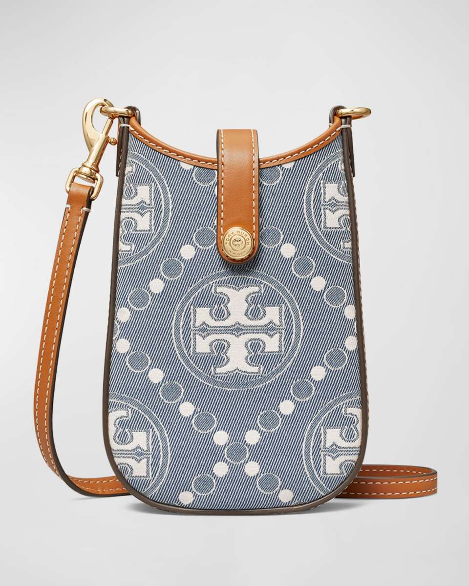 T Monogram Denim Phone Crossbody Bag