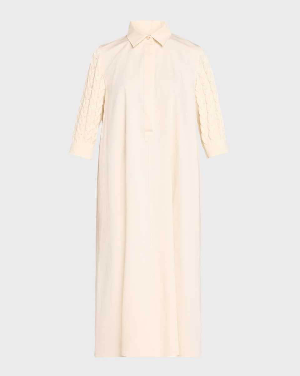Armonia Midi Dress with Cable-Knit Sleeves
