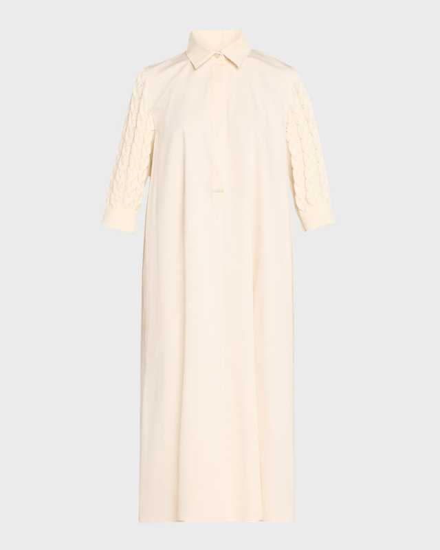 Armonia Midi Dress with Cable-Knit Sleeves