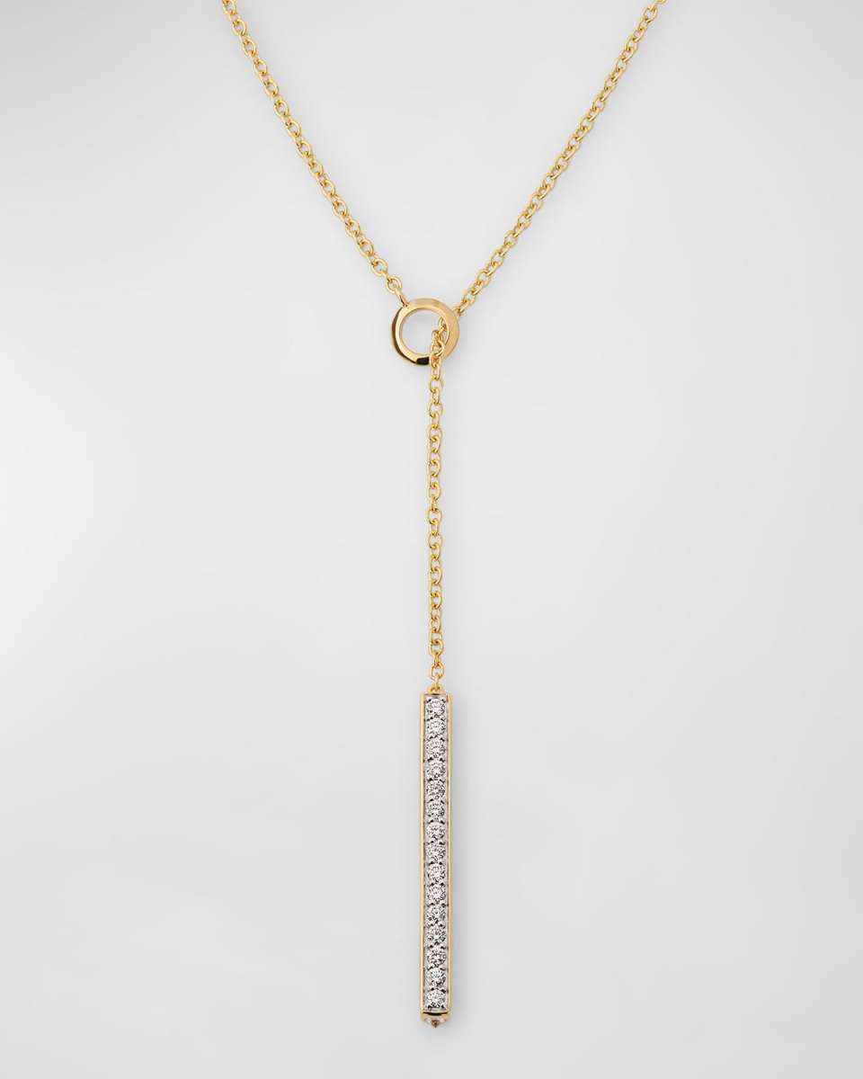 Grant 18K Yellow Gold Diamond 3mm Bar Necklace
