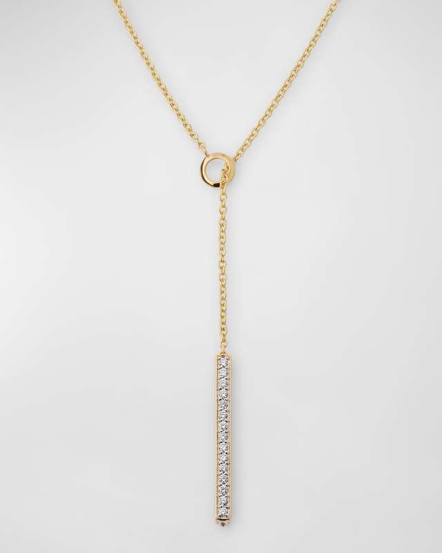 Grant 18K Yellow Gold Diamond 3mm Bar Necklace