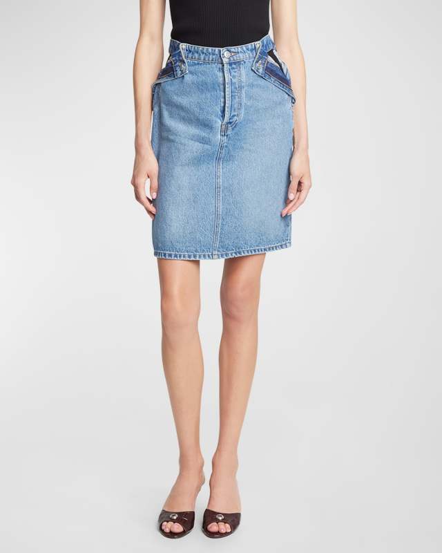 Hip Cutout Denim Mini Skirt