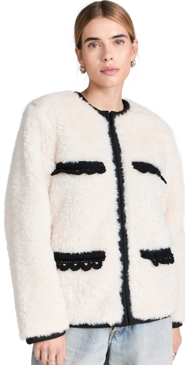 Sea Harper Faux Fur Crochet Parka Cream