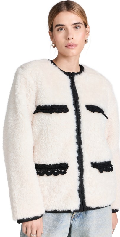 Sea Harper Faux Fur Crochet Parka Cream