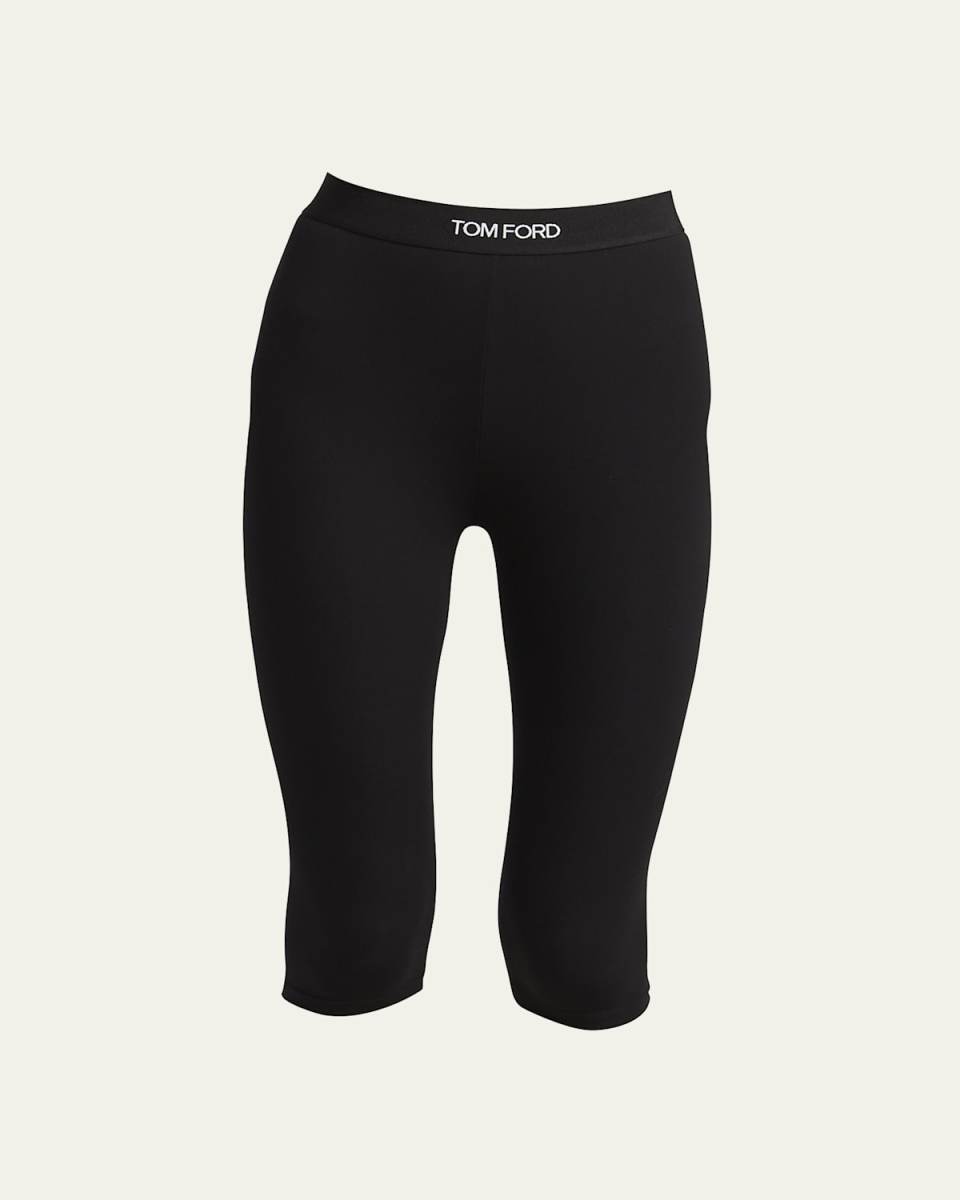 Logo-Band Cropped Biker Shorts