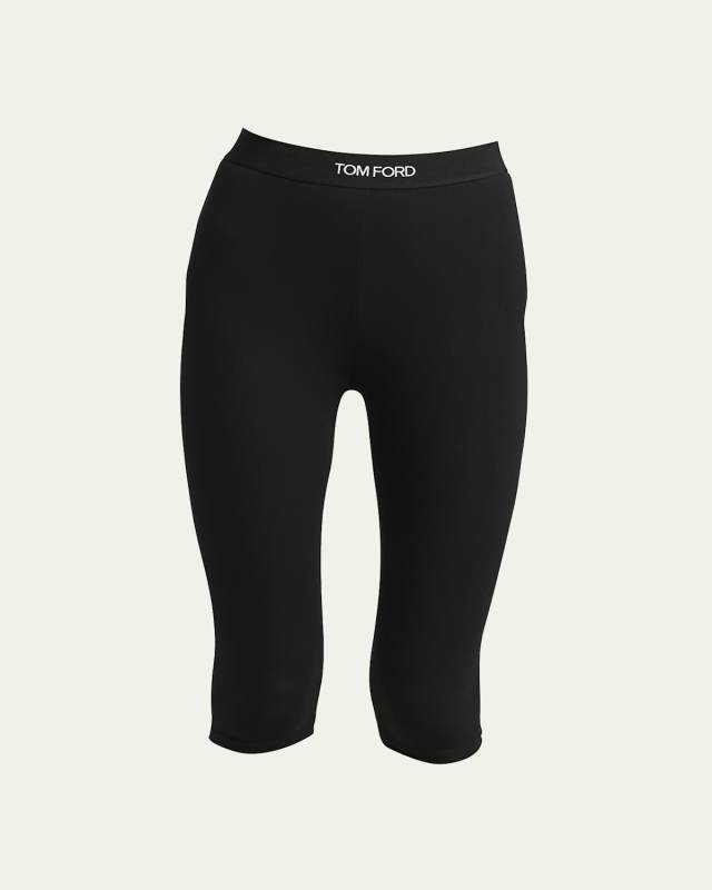 Logo-Band Cropped Biker Shorts